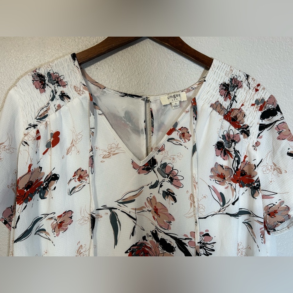Umgee Floral Peasant Tunic Top Size Small - Picture 4 of 10